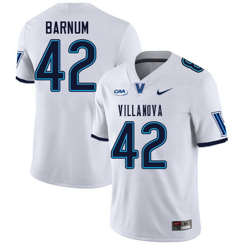 Villanova Wildcats #42 Jack Barnum College Football Jerseys Stitched-White Villanova Wildcats #42 Jack Barnum College Football Jerseys Stitched-White